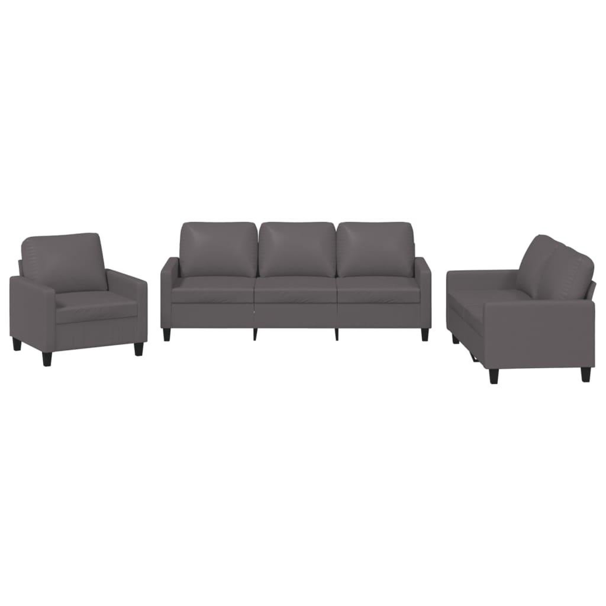 Voir la diapositive 2 : VIDAXL Ensemble de canapes 3 pcs avec coussins Gris Similicuir
