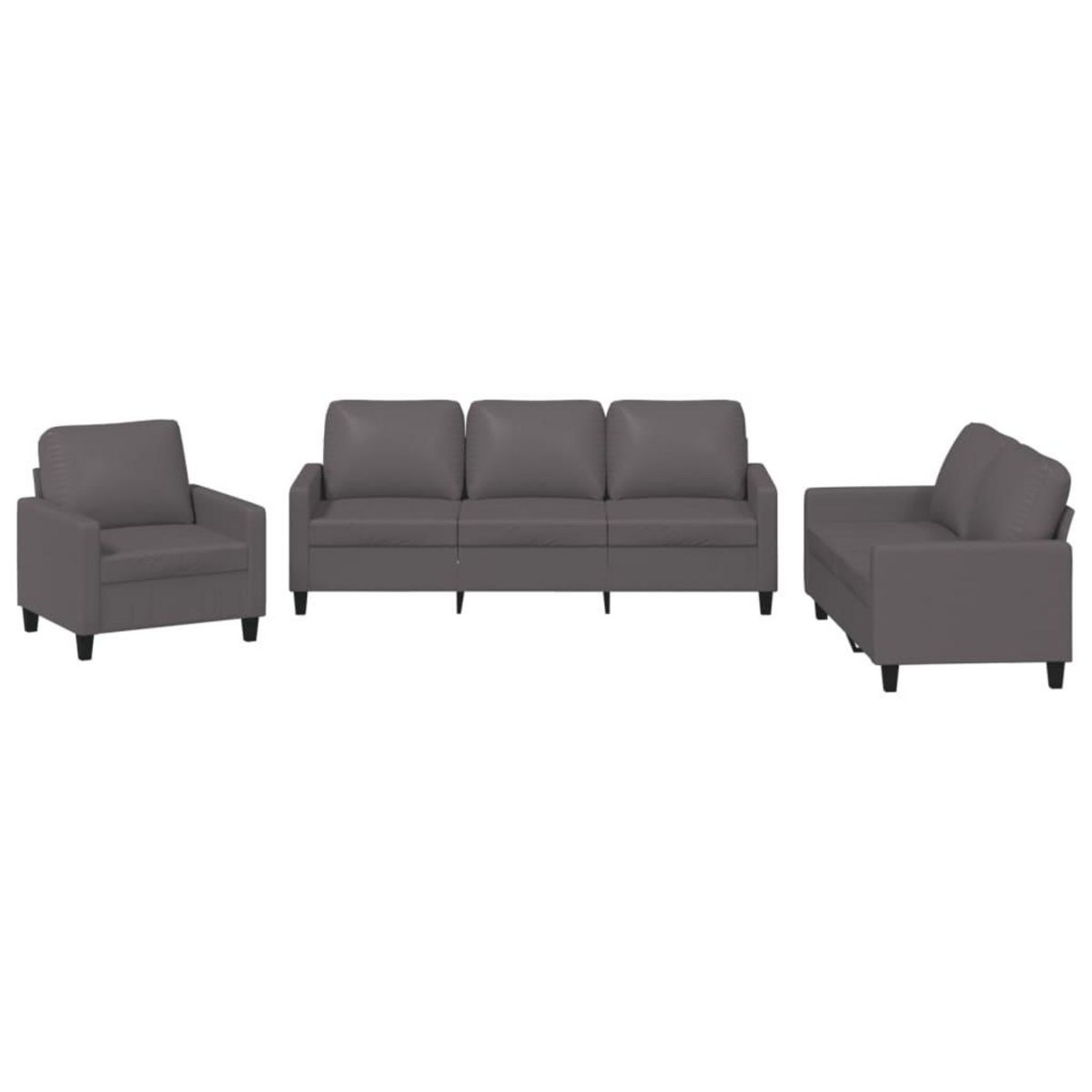VIDAXL Ensemble de canapes 3 pcs avec coussins Gris Similicuir