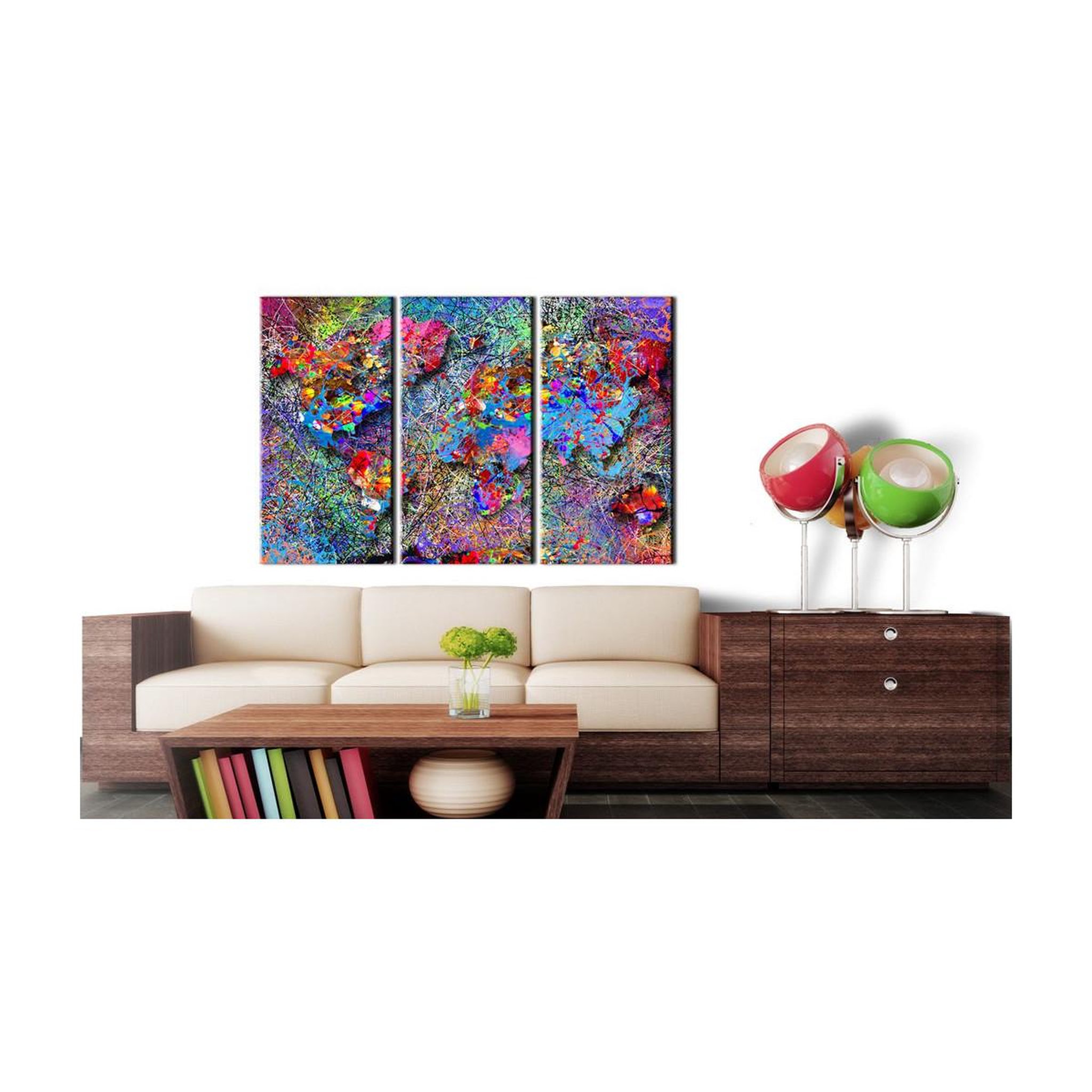 Voir la diapositive 2 : Paris Prix Tableau imprimé  world map : colourful whirl