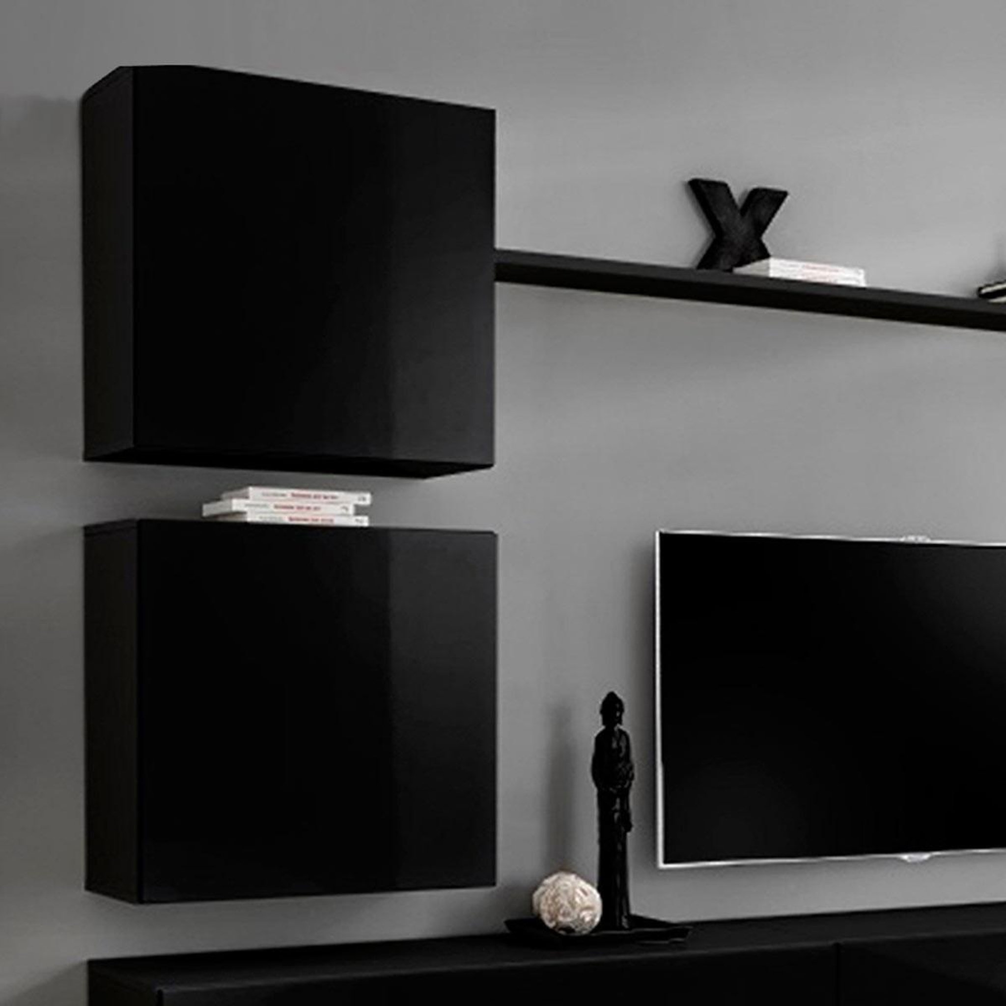 Voir la diapositive 2 : Paris Prix Meuble tv mural design  switch viii  280cm noir