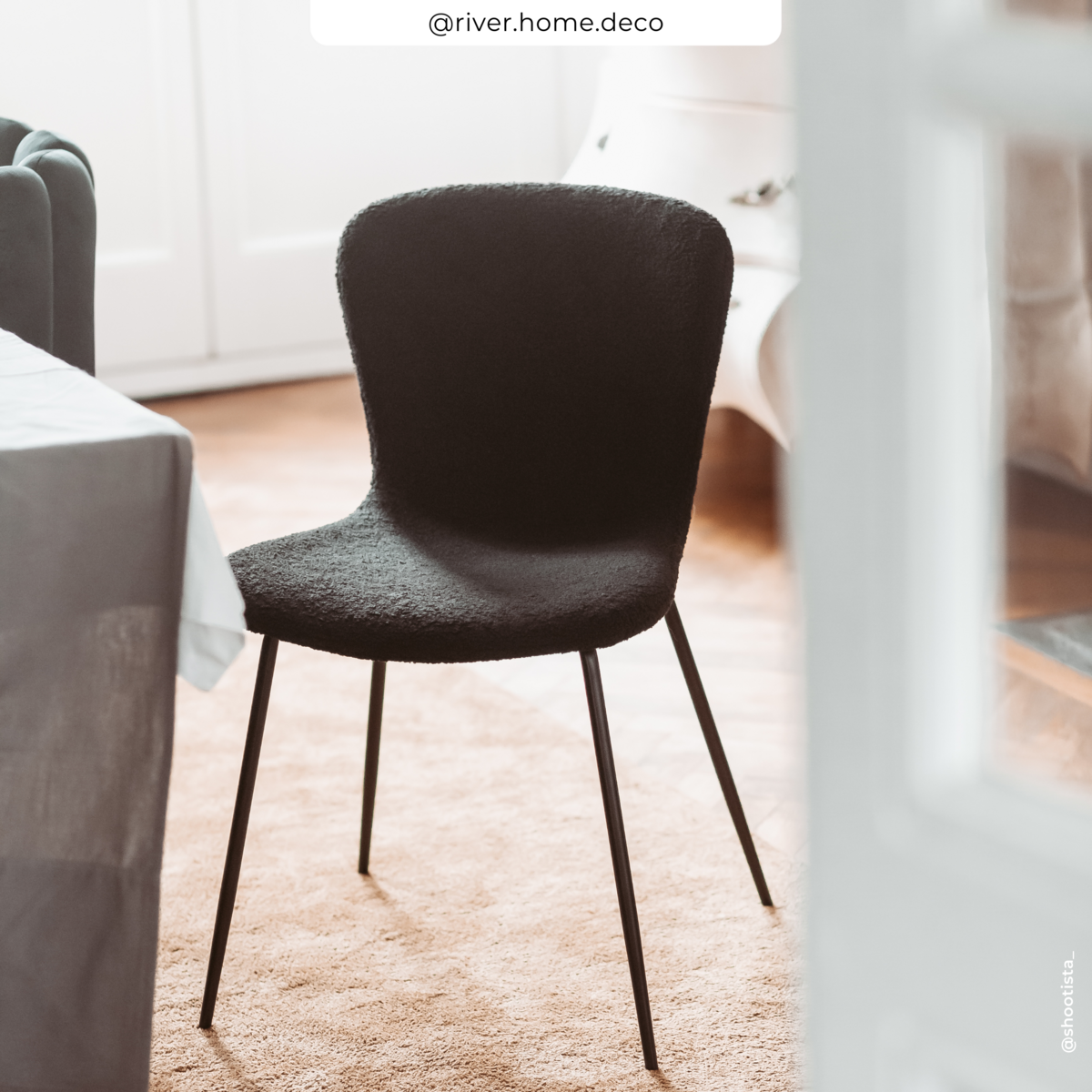 Rendez vous déco Lot de 2 chaises effet laine bouclette blanche et pieds en métal - Koko