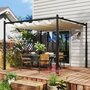 Voir la diapositive 2 : OUTSUNNY Pergola rétractable 3 x 3 m acier époxy noir polyester haute densité 180 g/m² UPF30+ crème