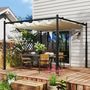 Voir la diapositive 2 : OUTSUNNY Pergola rétractable 3 x 3 m acier époxy noir polyester haute densité 180 g/m² UPF30+ crème