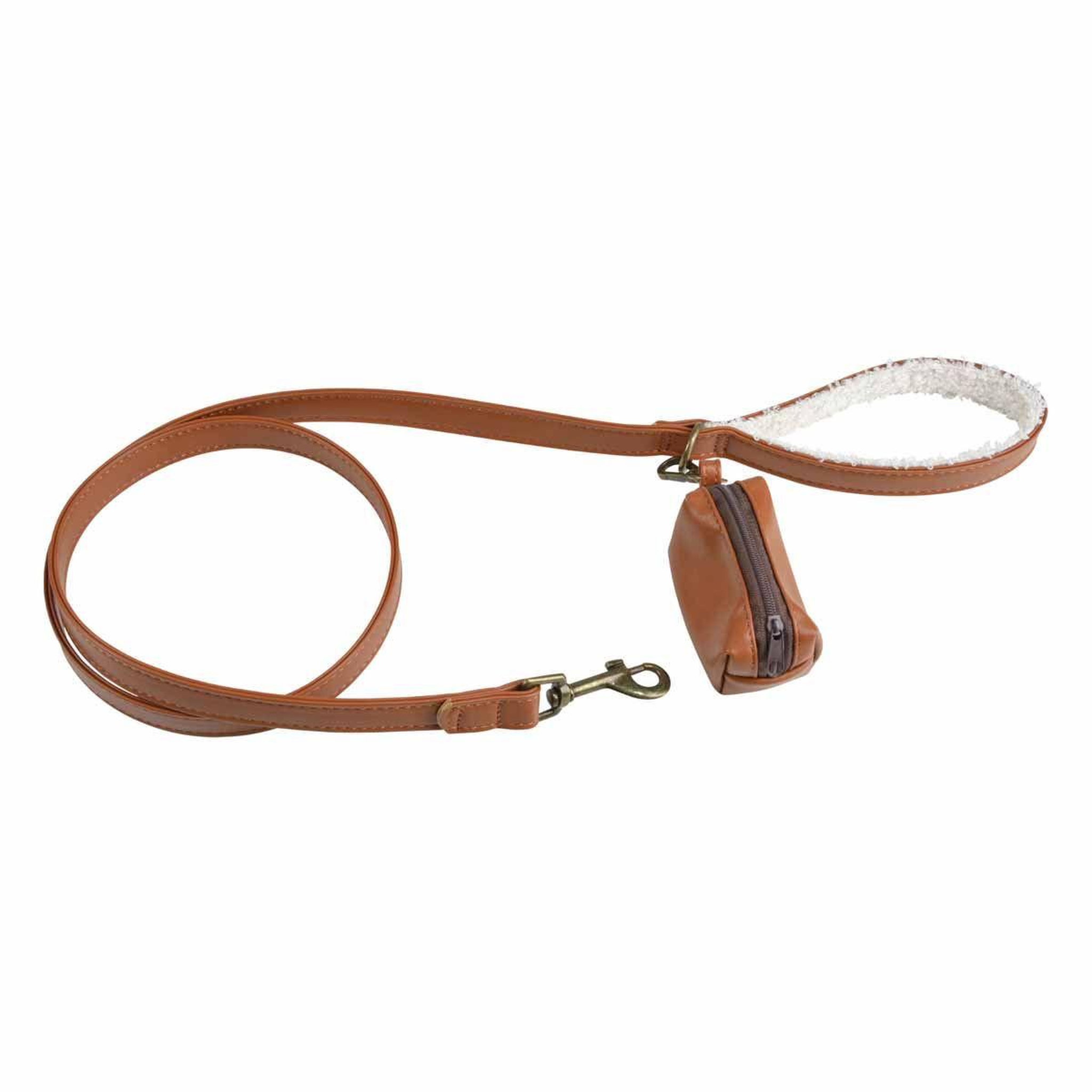 LOVE STORY Laisse & distributeur de sacs chien  wooly  125cm cognac