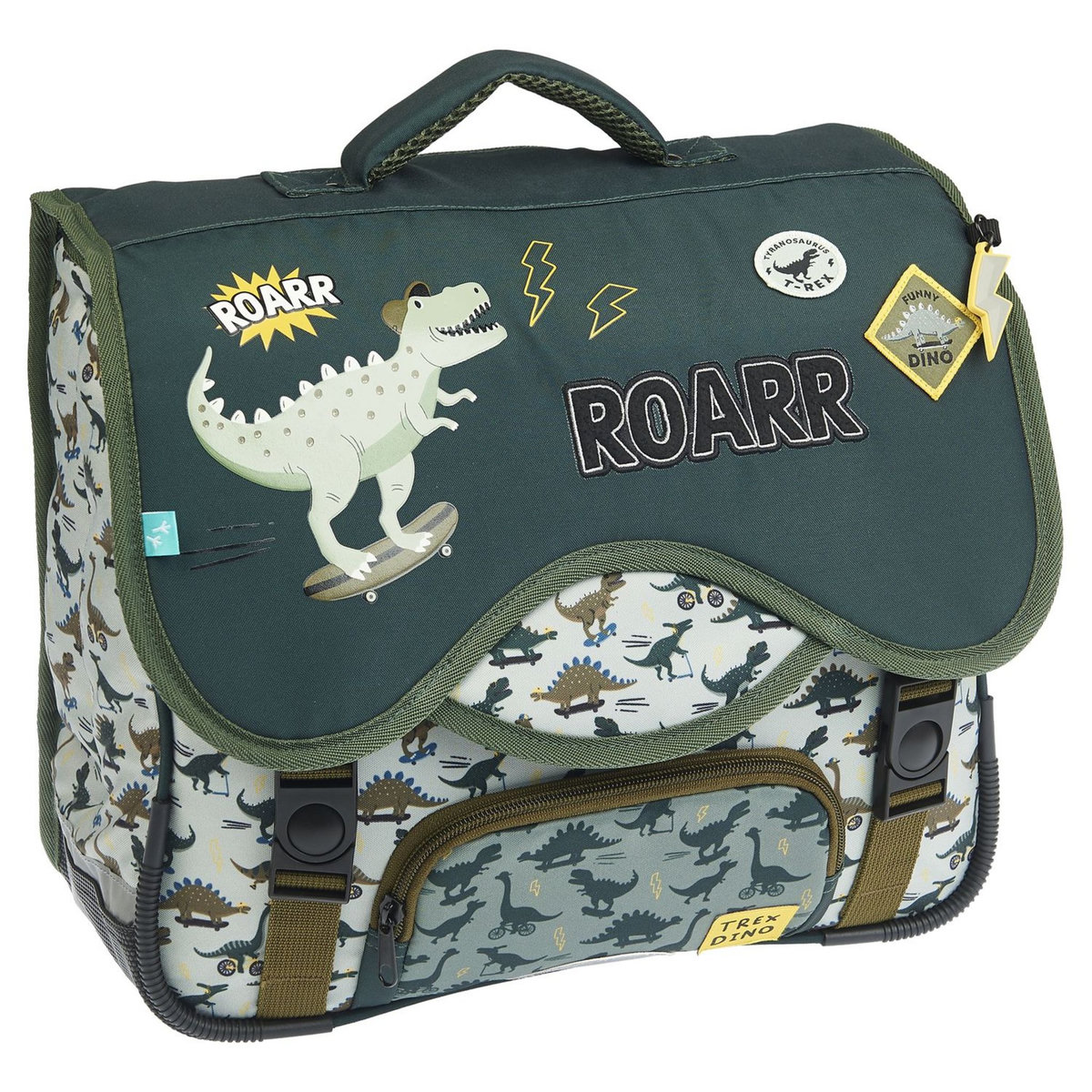 AUCHAN Cartable 36 cm marron Dinosaure