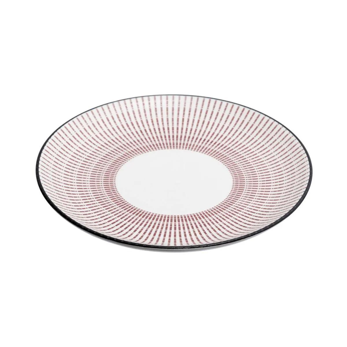 SECRET DE GOURMET Lot de 6 Assiettes à Dessert Porcelaine  Lunis  19cm Rouge
