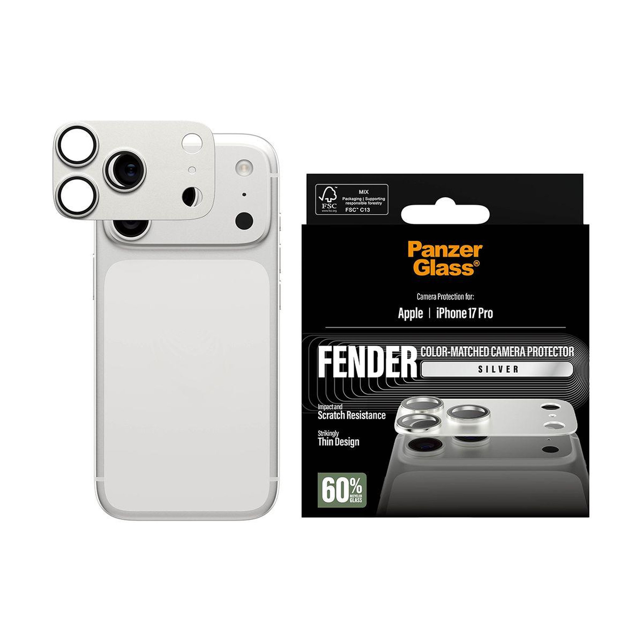 Voir la diapositive 2 : PANZERGLASS Protège objectif iphone 17 pro protège objectif silver