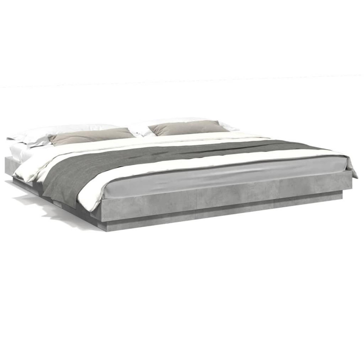 VIDAXL Cadre de lit et lumieres LED sans matelas gris beton 180x200 cm