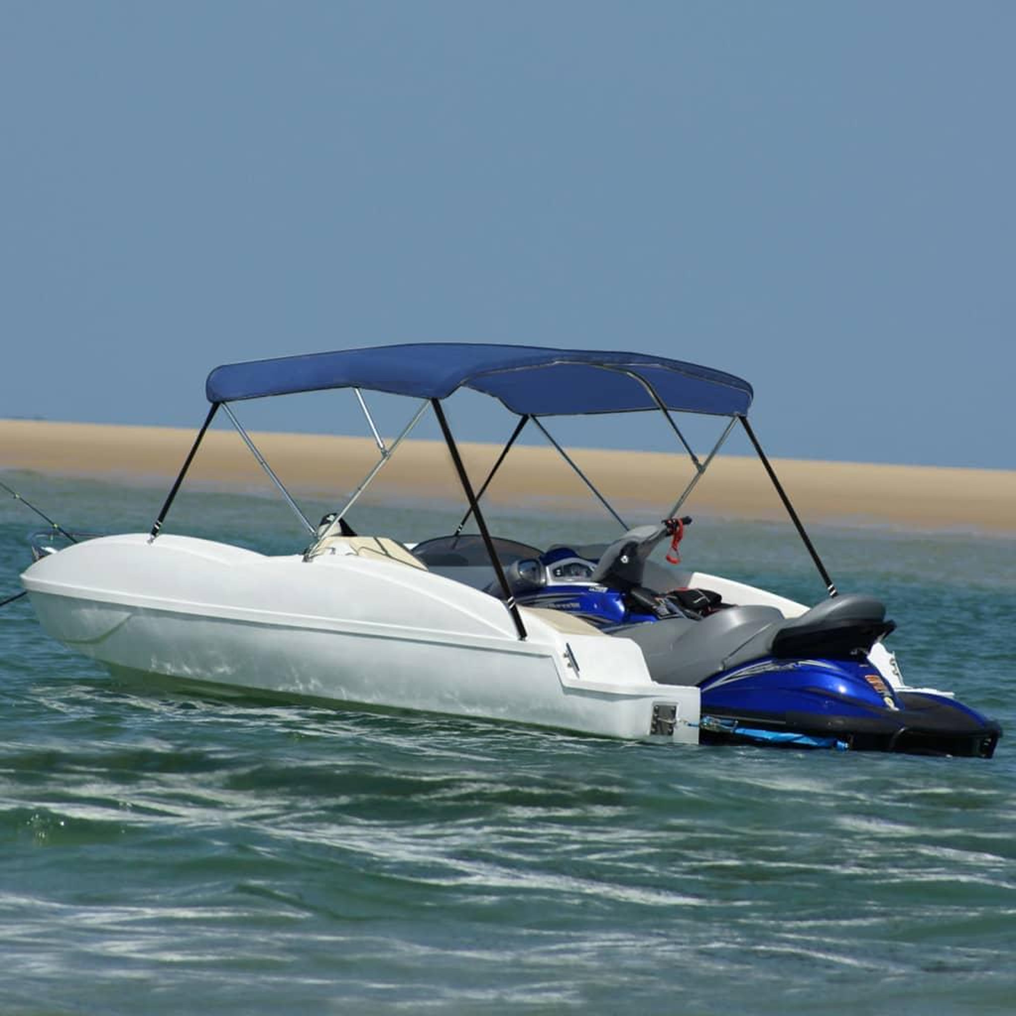 Voir la diapositive 2 : VIDAXL Auvent bimini a 3 arceaux Bleu 183x160x137 cm