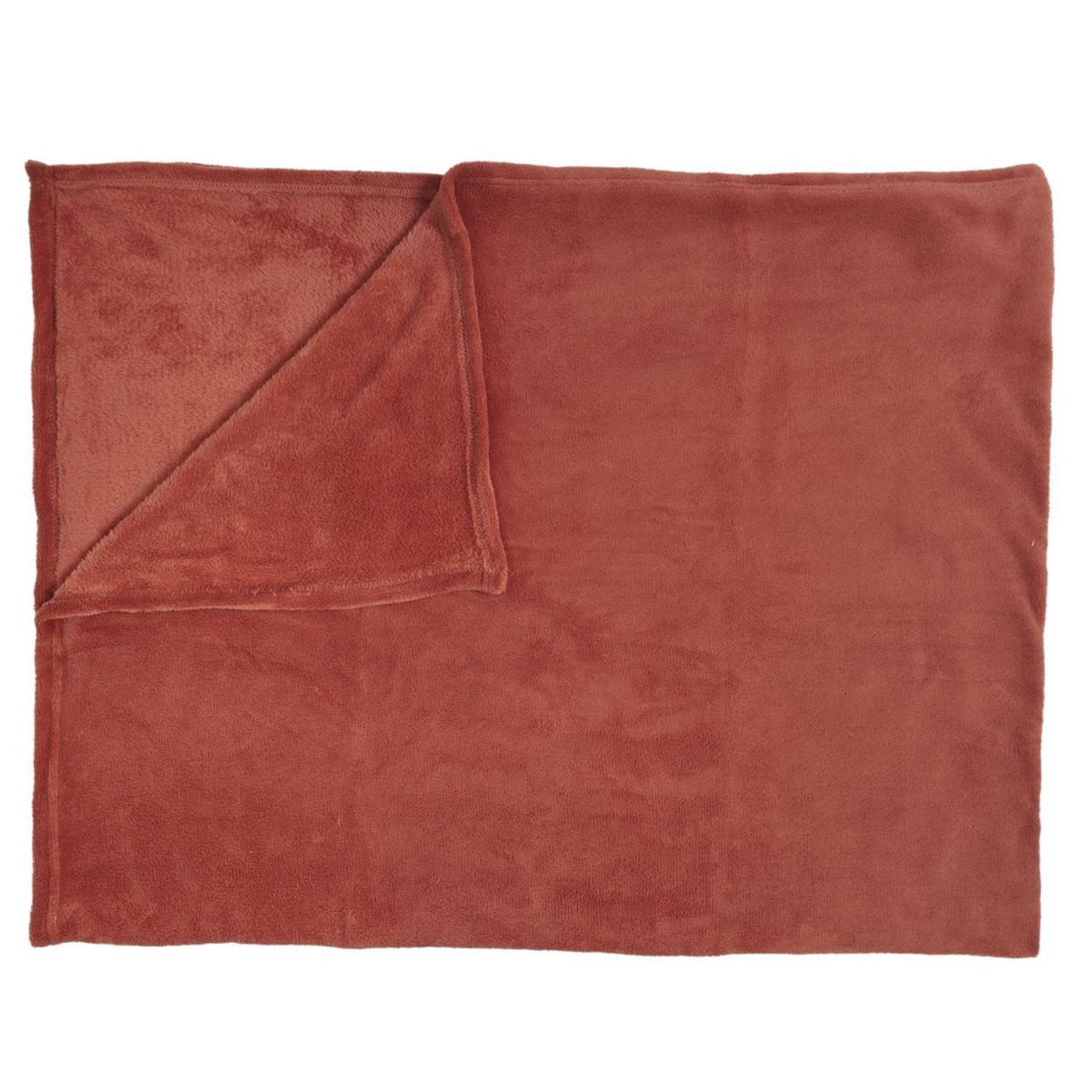 The Home Deco Factory Plaid microfibre  roméo  150x200cm terracotta