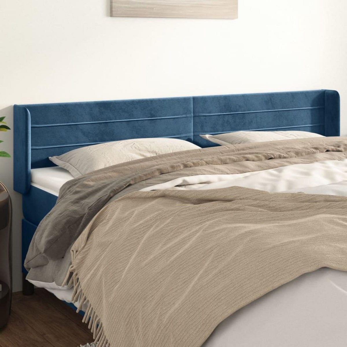 VIDAXL Tete de lit avec oreilles Bleu fonce 203x16x78/88 cm Velours