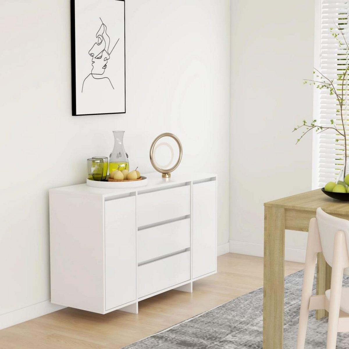 VIDAXL Buffet avec 3 tiroirs Blanc 120x41x75 cm Bois d'ingenierie