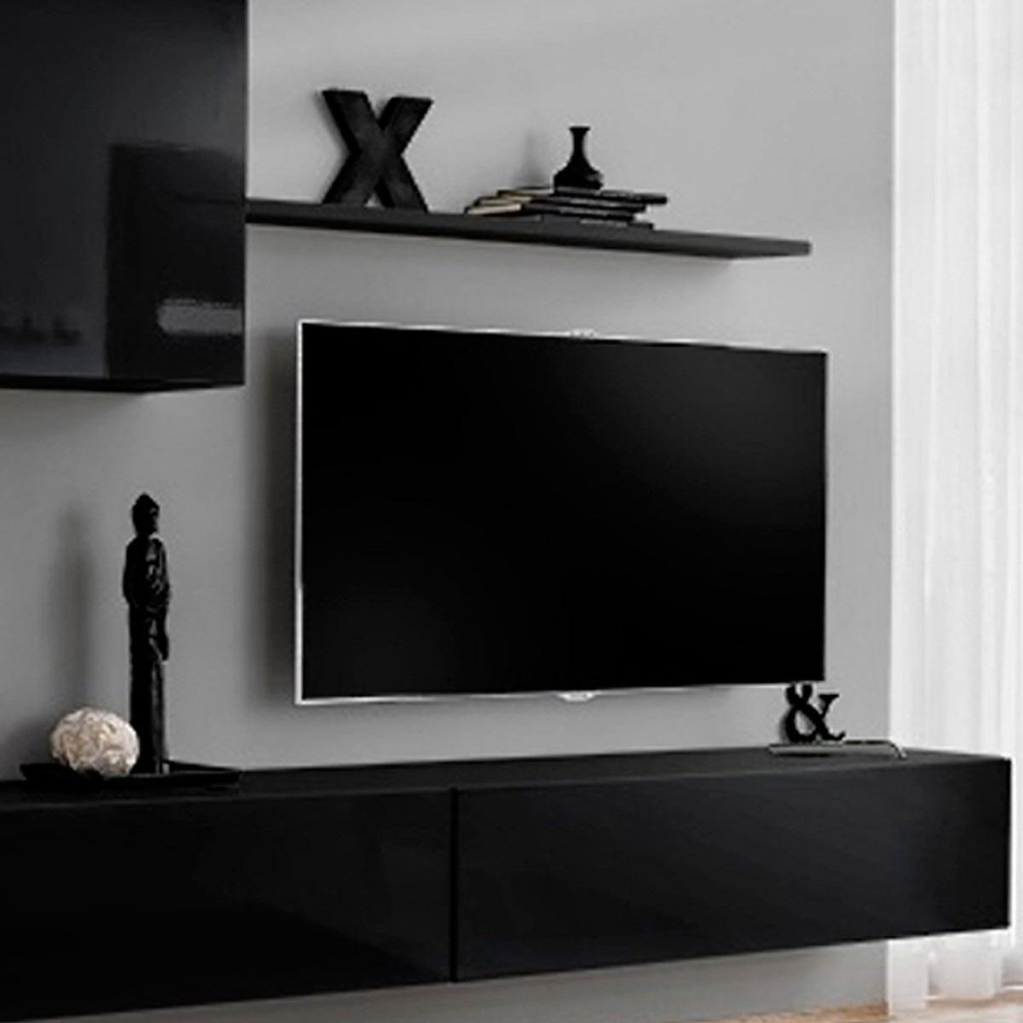 Voir la diapositive 3 : Paris Prix Meuble tv mural design  switch x  330cm noir
