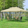 Voir la diapositive 4 : HOMCOM HOMCOM Tonnelle Pavillon de jardin barnum style colonial double toit 4 x 3 m acier crème