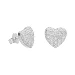 L'ATELIER D'AZUR Boucles d'Oreilles Argent 925/000 Rhodié - Coeur Pavé de Zirconiums