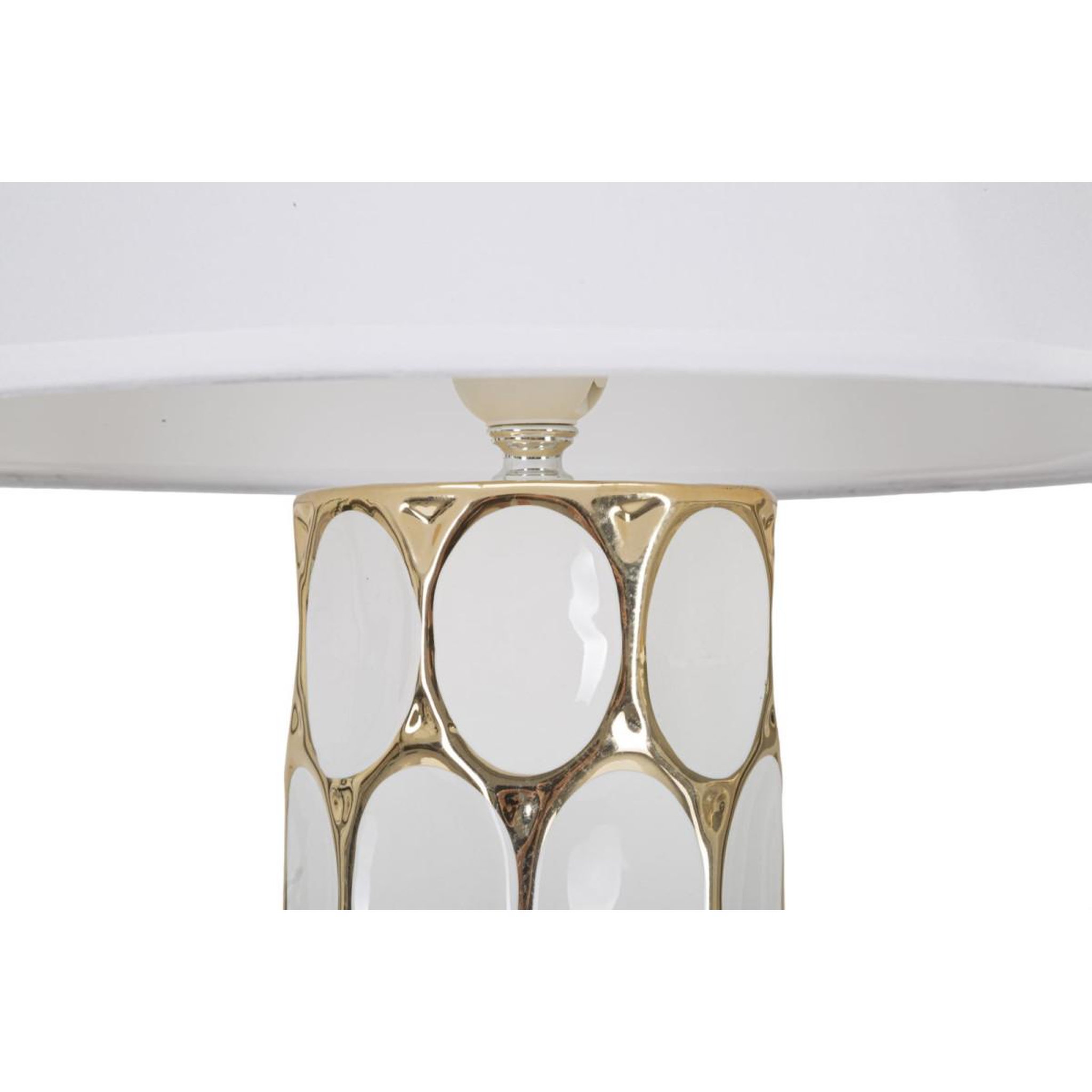 Voir la diapositive 2 : Paris Prix Lampe à poser en céramique  carv  56cm blanc & or