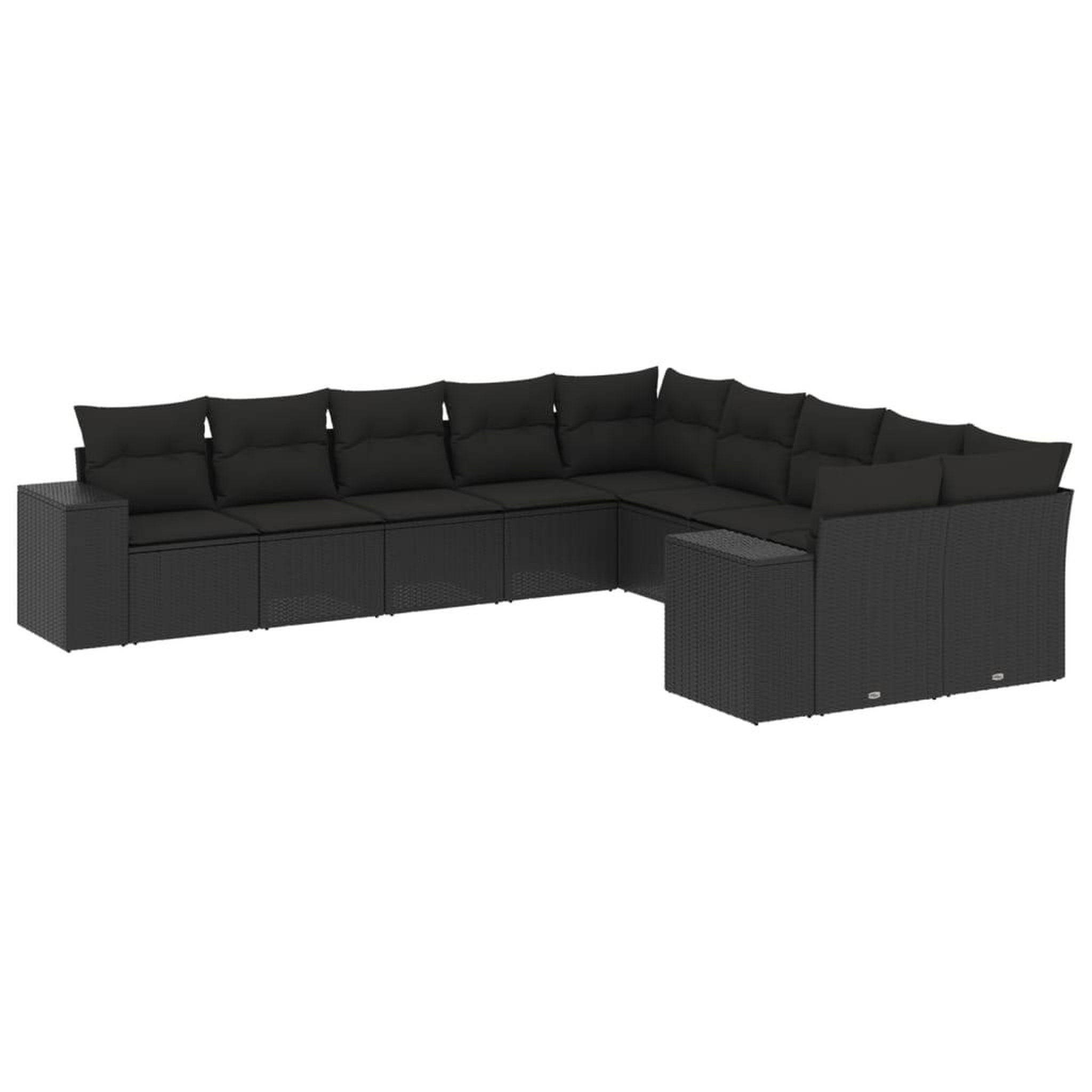 Voir la diapositive 2 : VIDAXL Salon de jardin 10 pcs avec coussins noir resine tressee