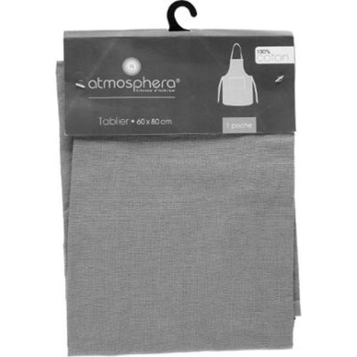ATMOSPHERA Tablier de Cuisine  Coton  80cm Gris Clair