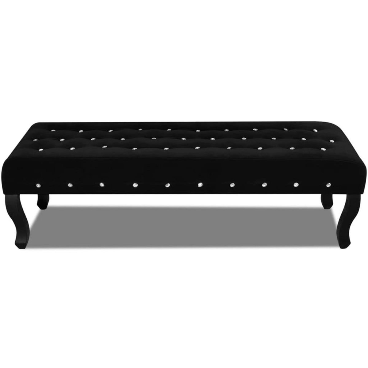 VIDAXL Banc noir tissu velours avec boutons en cristal
