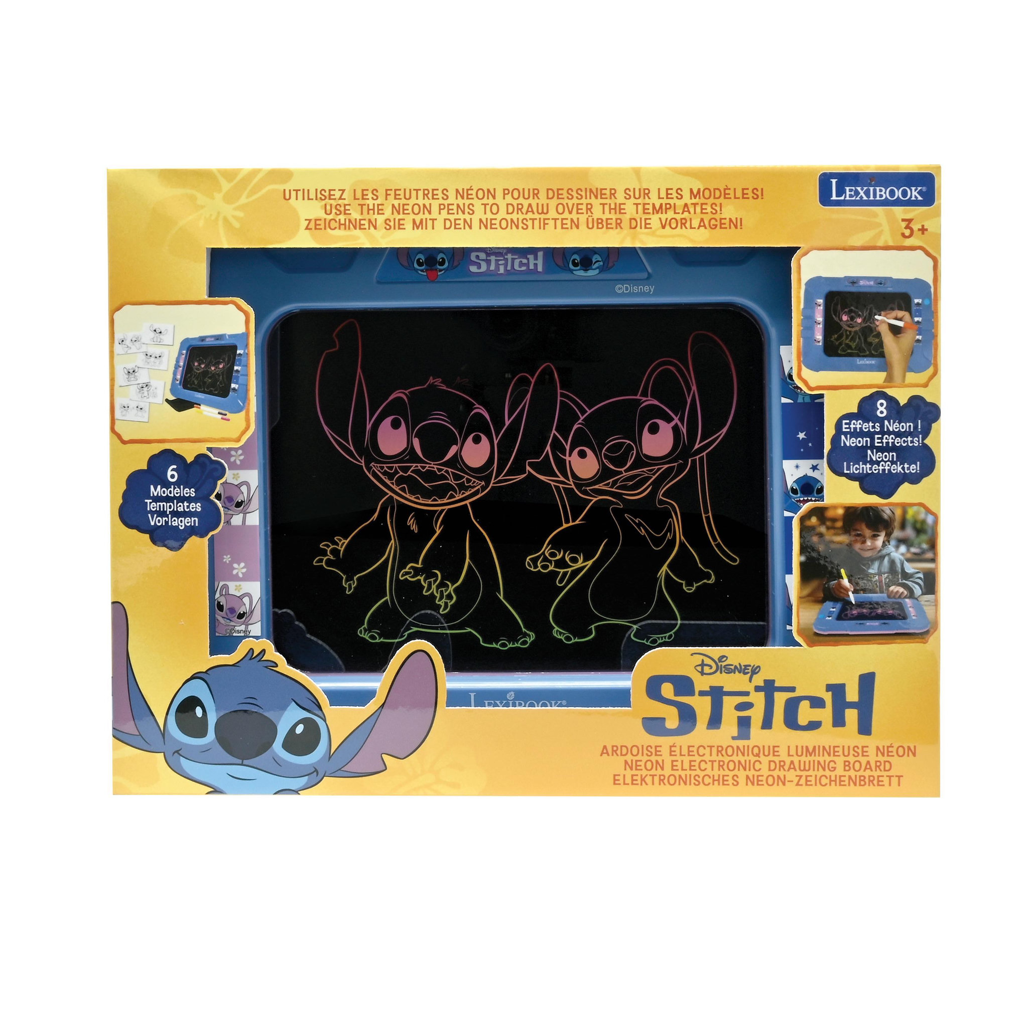 Voir la diapositive 2 : Lexibook Ardoise Électronique Lumineuse Néon Stitch