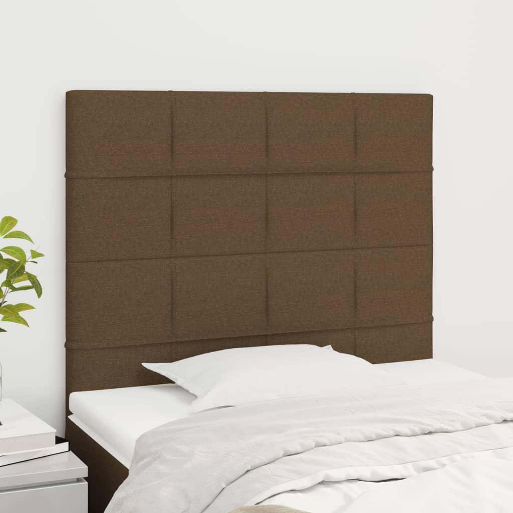 Voir la diapositive 1 : VIDAXL Tetes de lit 2 pcs Marron Fonce 90x5x78/88 cm Tissu