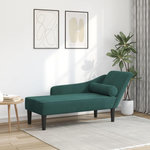 VIDAXL Chaise longue avec coussins vert fonce velours