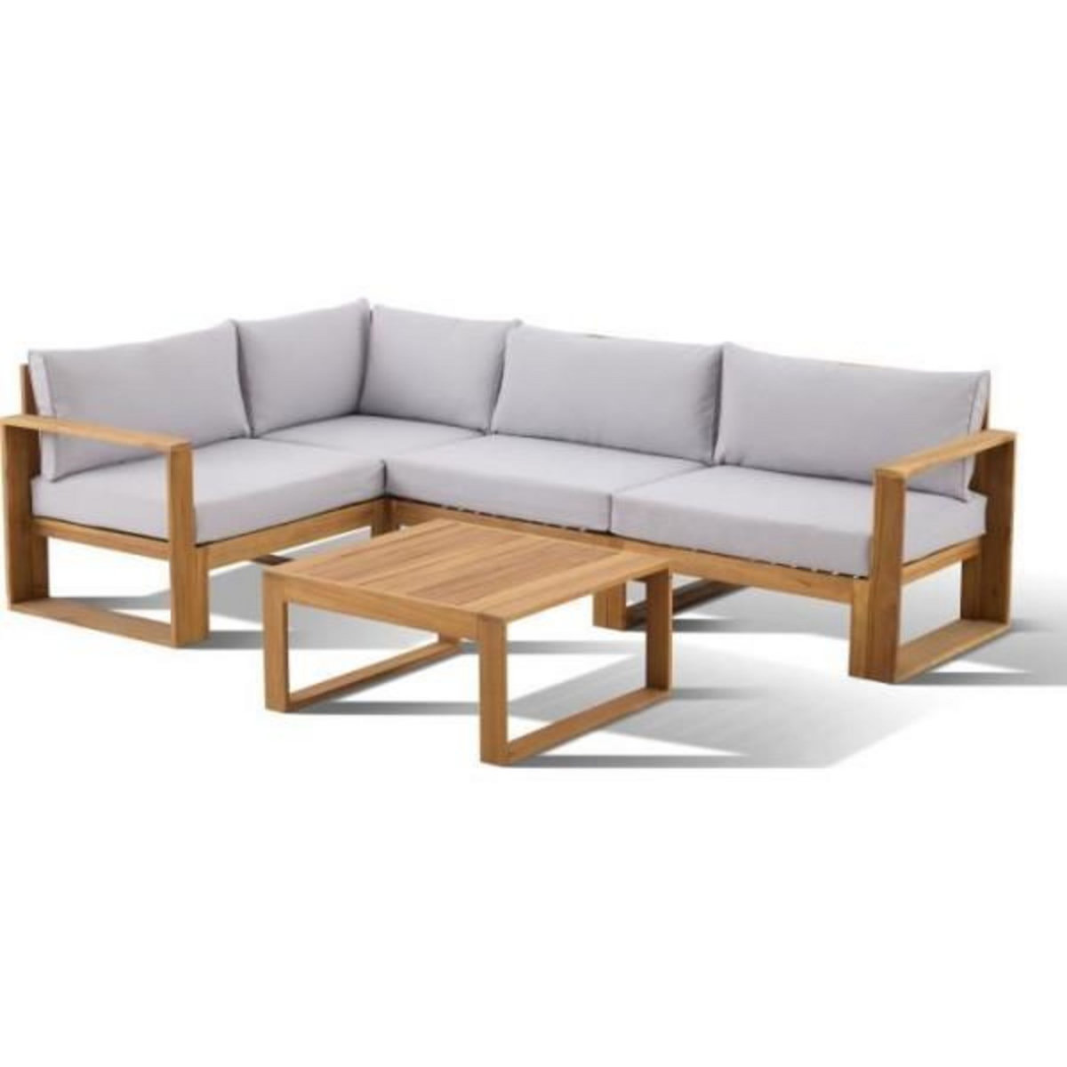 BOCARNEA Salon de jardin d'angle modulable - Bois d'acacia - 5 personnes - LEVATA - Gris