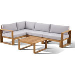 BOCARNEA Salon de jardin d'angle modulable - Bois d'acacia - 5 personnes - LEVATA - Gris