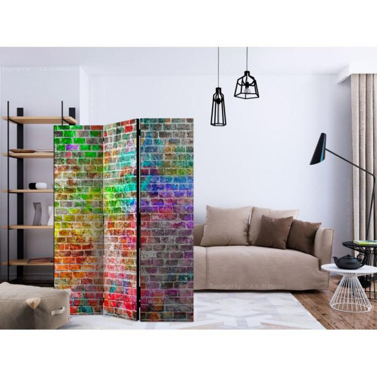 Paris Prix Paravent 3 Volets  Rainbow Wall  135x172cm