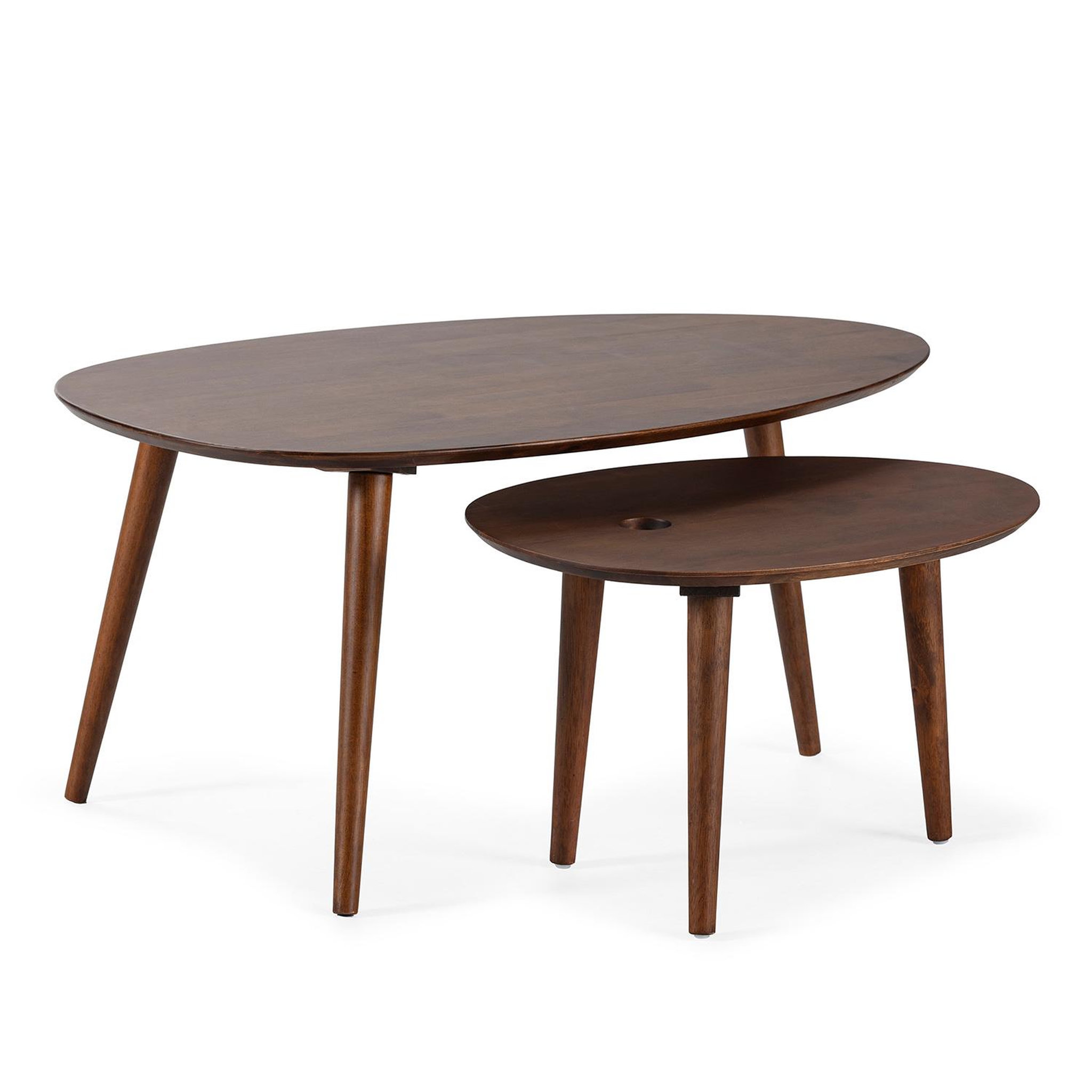 VS VENTA-STOCK Set de 2 tables basses Eclipse couleur noyer, bois massif