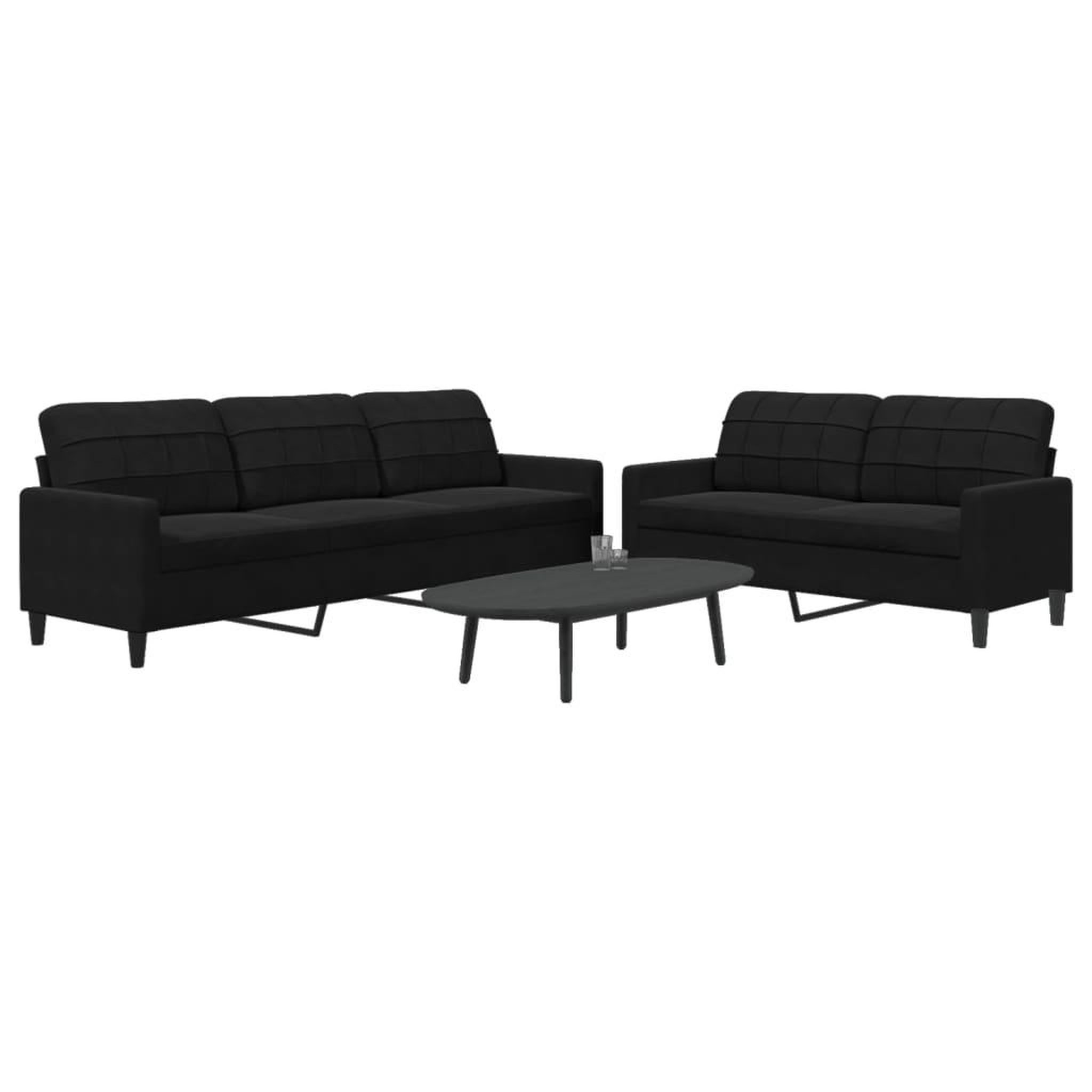 Voir la diapositive 1 : VIDAXL Ensemble de canapes 2 pcs avec coussins Noir Velours
