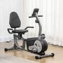 Voir la diapositive 2 : HOMCOM Vélo d'appartement semi-allongé magnétique écran LCD multifonction selle dossier résistance réglable acier ABS gris noir