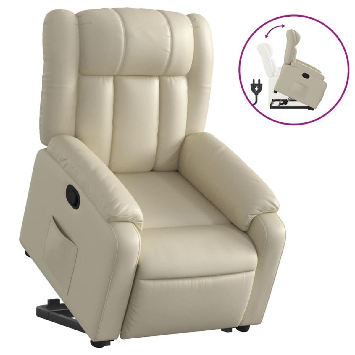 VIDAXL Fauteuil inclinable Creme Similicuir