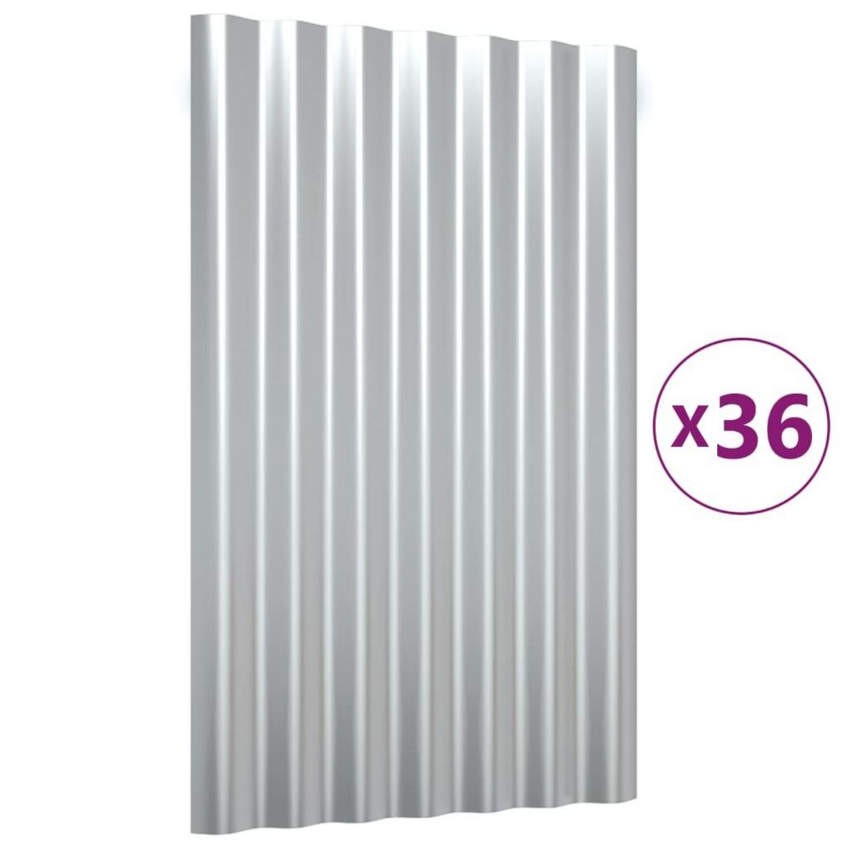 VIDAXL Panneaux de toit 36 pcs Acier enduit de poudre Argente 60x36 cm