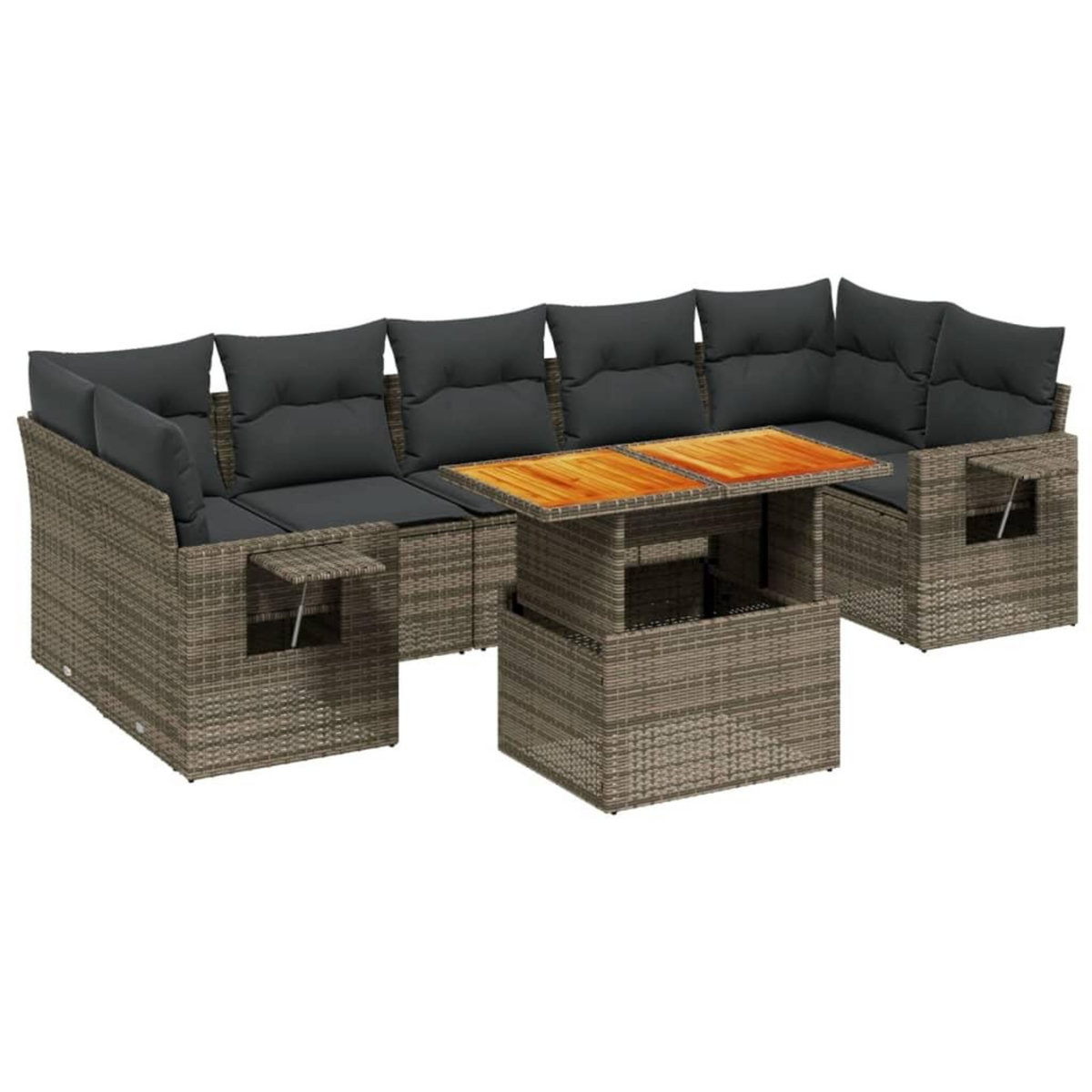 VIDAXL Salon de jardin 8 pcs avec coussins gris resine tressee