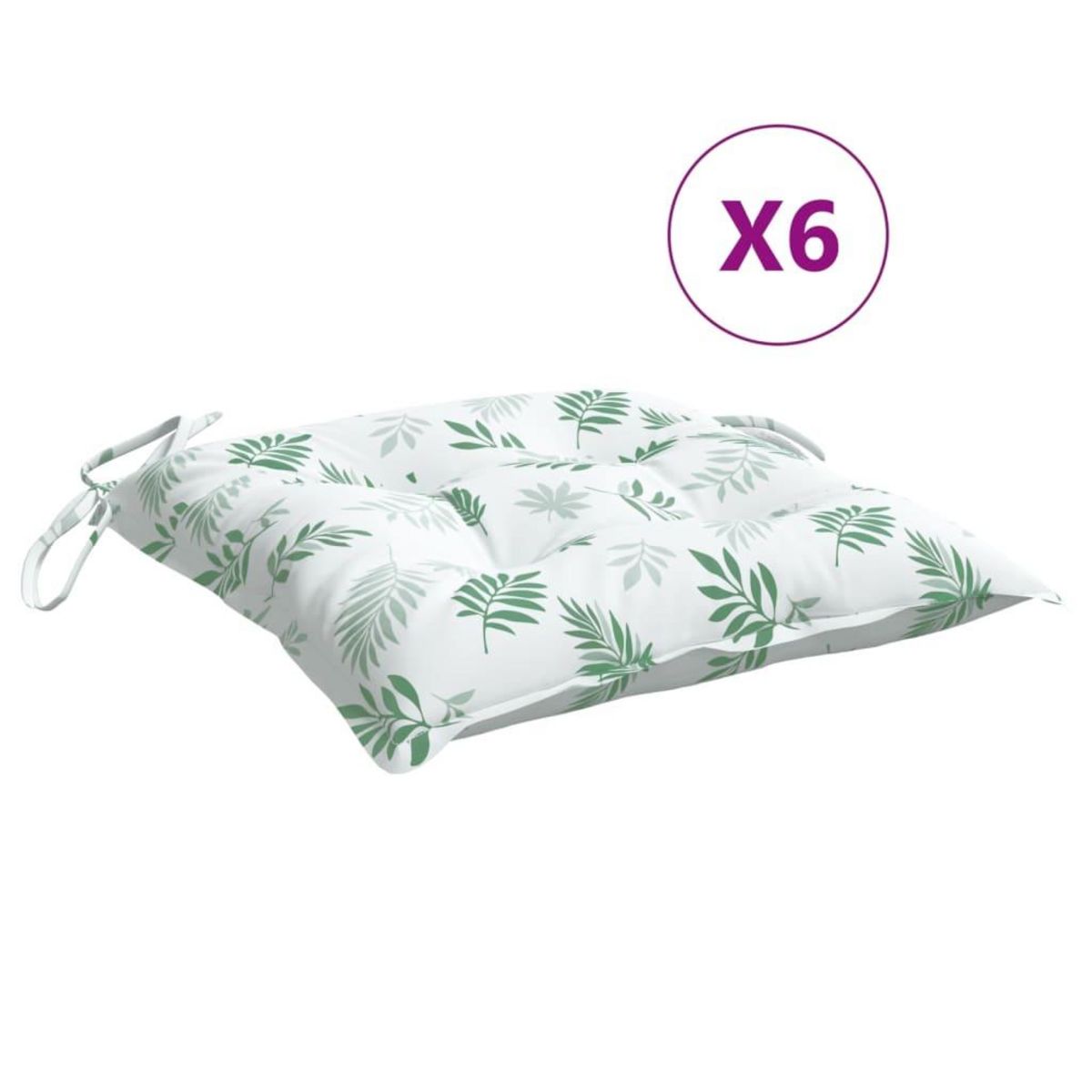 VIDAXL Coussins de chaise lot de 6 a motif de feuilles 50x50x7 cm