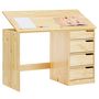 Voir la diapositive 5 : IDIMEX Bureau enfant EMMA, en pin massif, 4 tiroirs et plateau inclinable