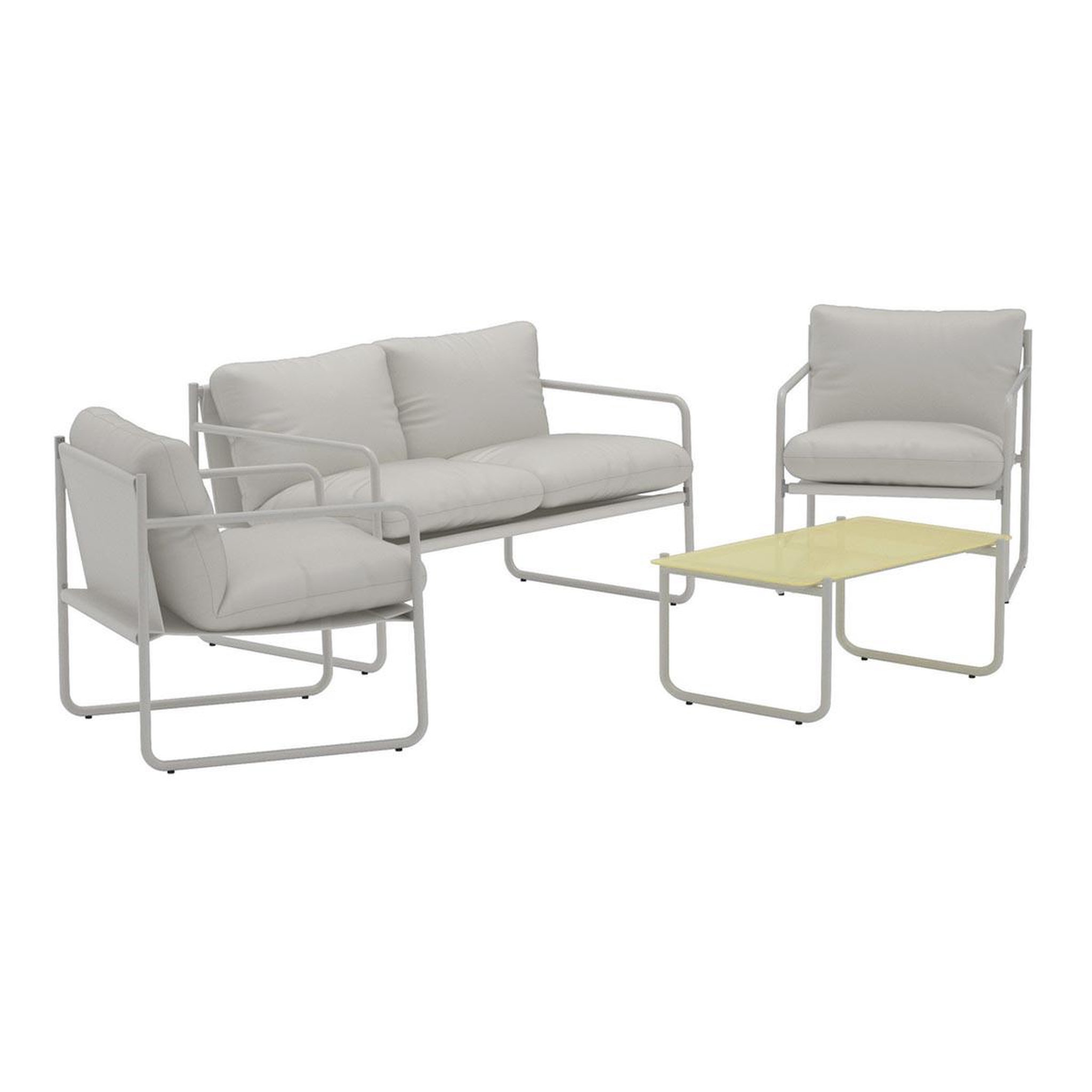 Paris Prix Salon de jardin 4 places  thassos  128cm gris