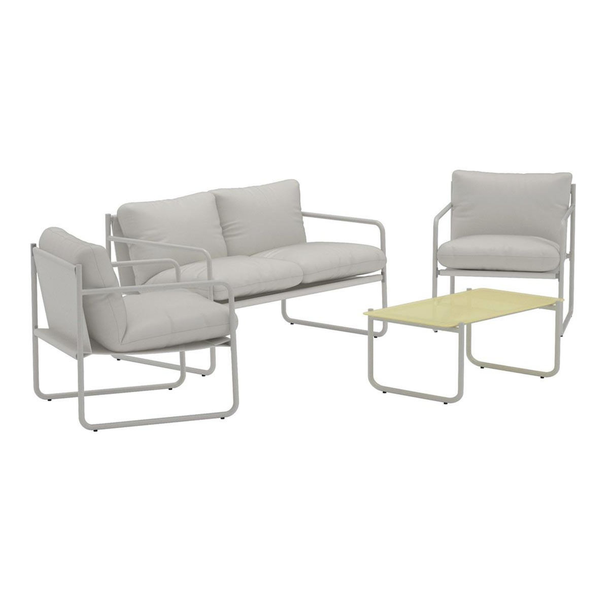 Paris Prix Salon de Jardin 4 Places  Thassos  128cm Gris