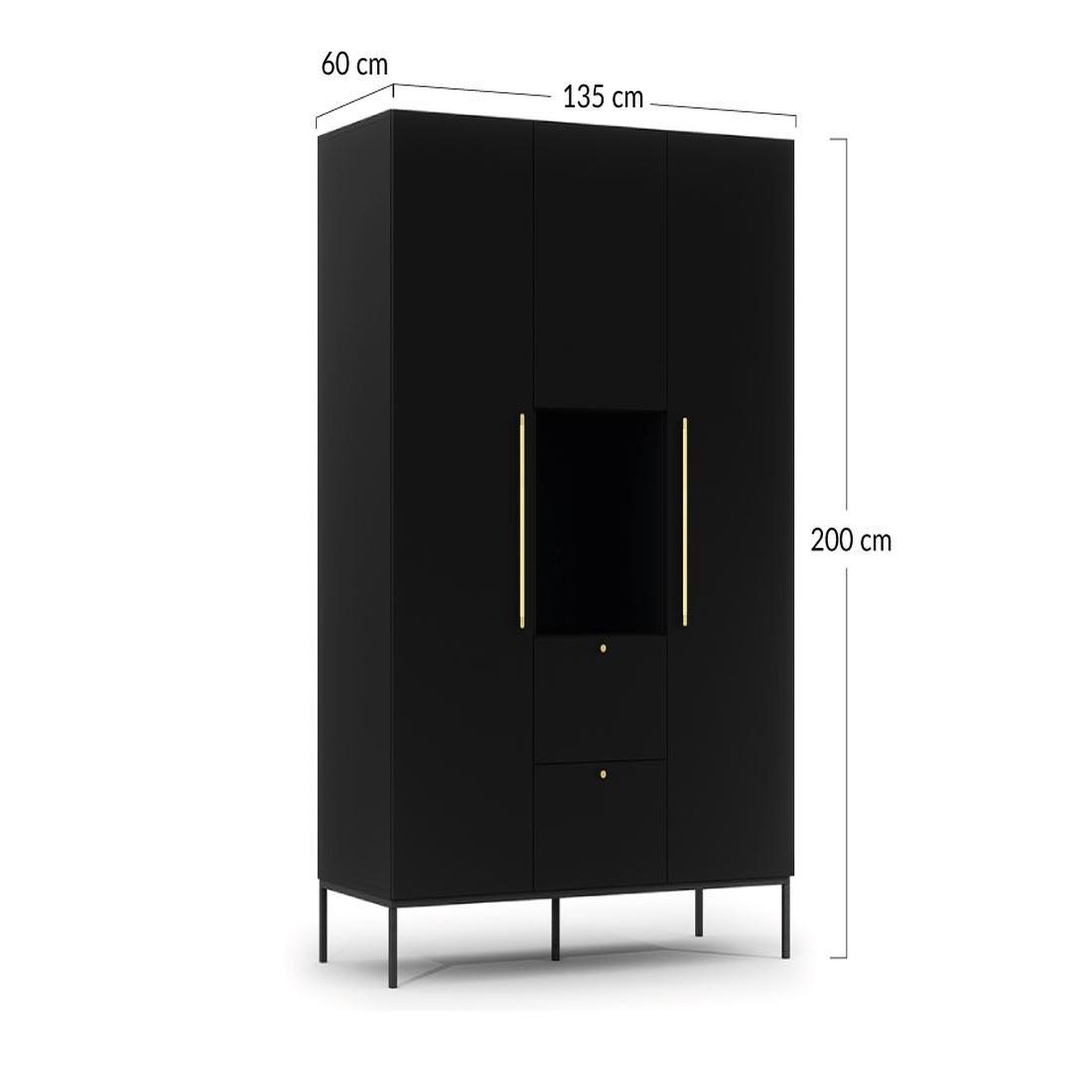 Voir la diapositive 4 : BEST MOBILIER Felicia - armoire - noir - 135x200 cm
