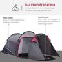 Voir la diapositive 5 : OUTSUNNY Tente de camping 2-3 personnes montage facile 3 portes fenêtres dim. 4,26L x 2,06l x 1,54H m fibre verre polyester PE gris