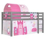 Paris Prix Pack - Lit Enfant Surélevé, Tente, 3 Pochettes & Tunnel  Pino Princesse  Gris