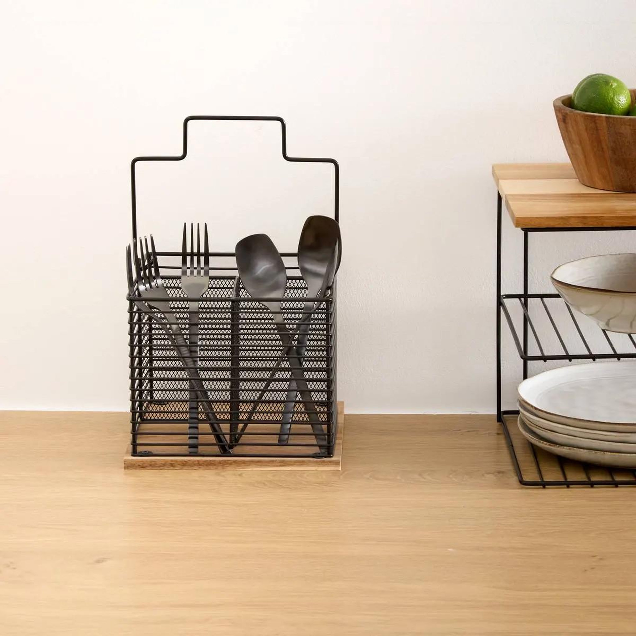 Voir la diapositive 2 : FIVE Pot range-couverts en métal  mauro  29cm noir