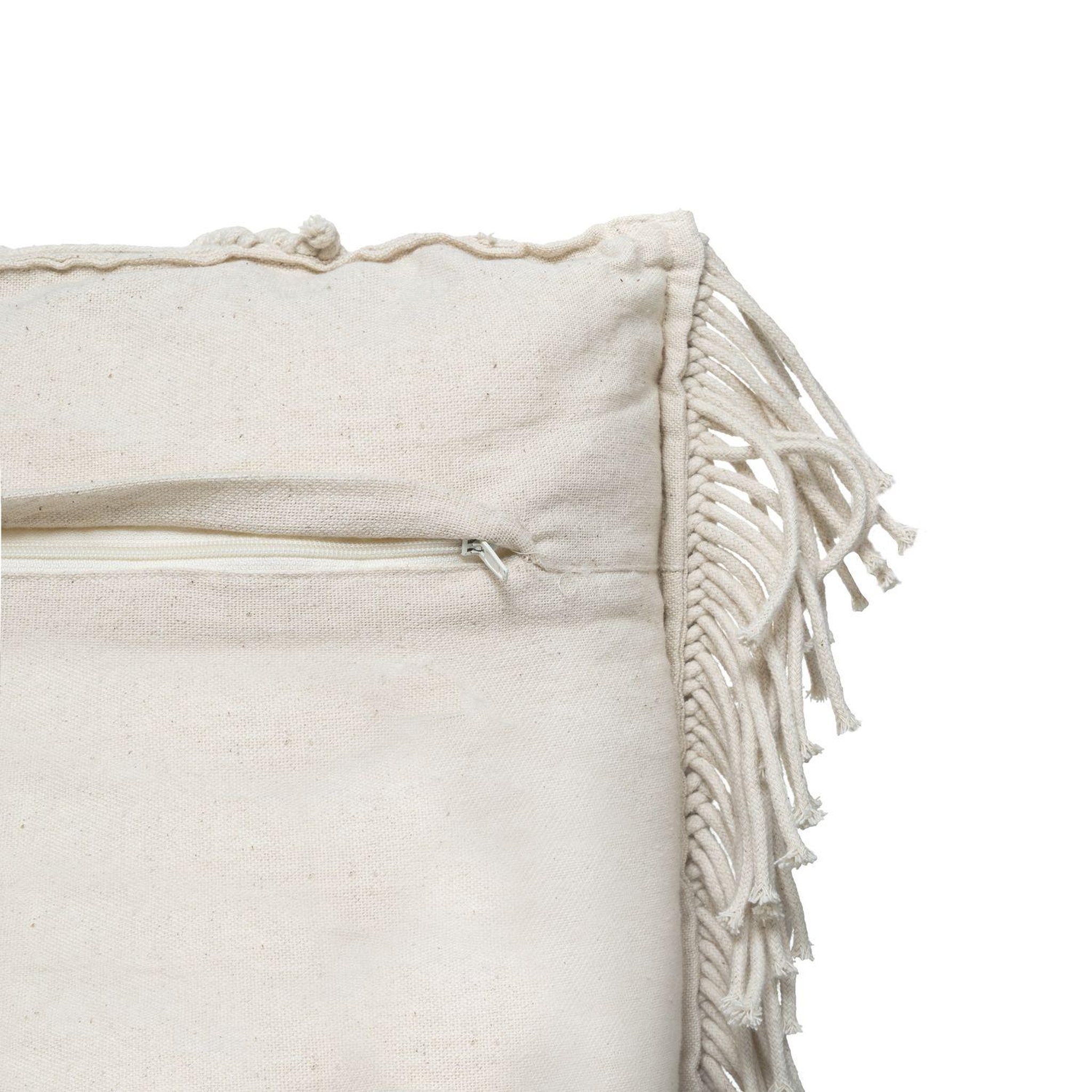 Voir la diapositive 4 : ATMOSPHERA Coussin macramé rectangulaire 30x50cm palm avec franges - blanc ivoire