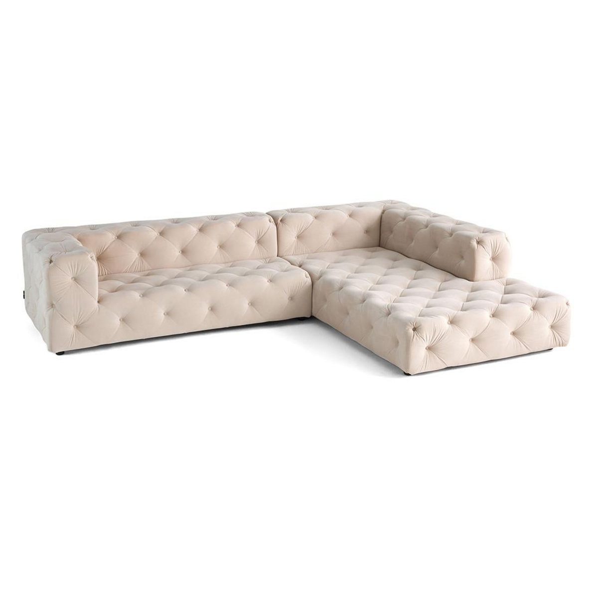 LISA DESIGN Gallata - canapé chesterfield d'angle droit - 5 places - en velours