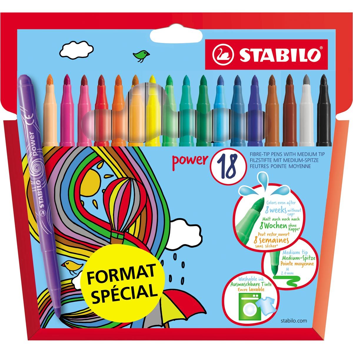 STABILO  Boite de 18 feutres de coloriage pointe moyenne Power