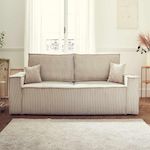 BEST MOBILIER Dellia - canapé 3 places convertible - avec coffre - en velours côtelé - style contemporain. Coloris disponibles : Bleu, Jaune, Vert, Orange, Gris, Beige, Marron