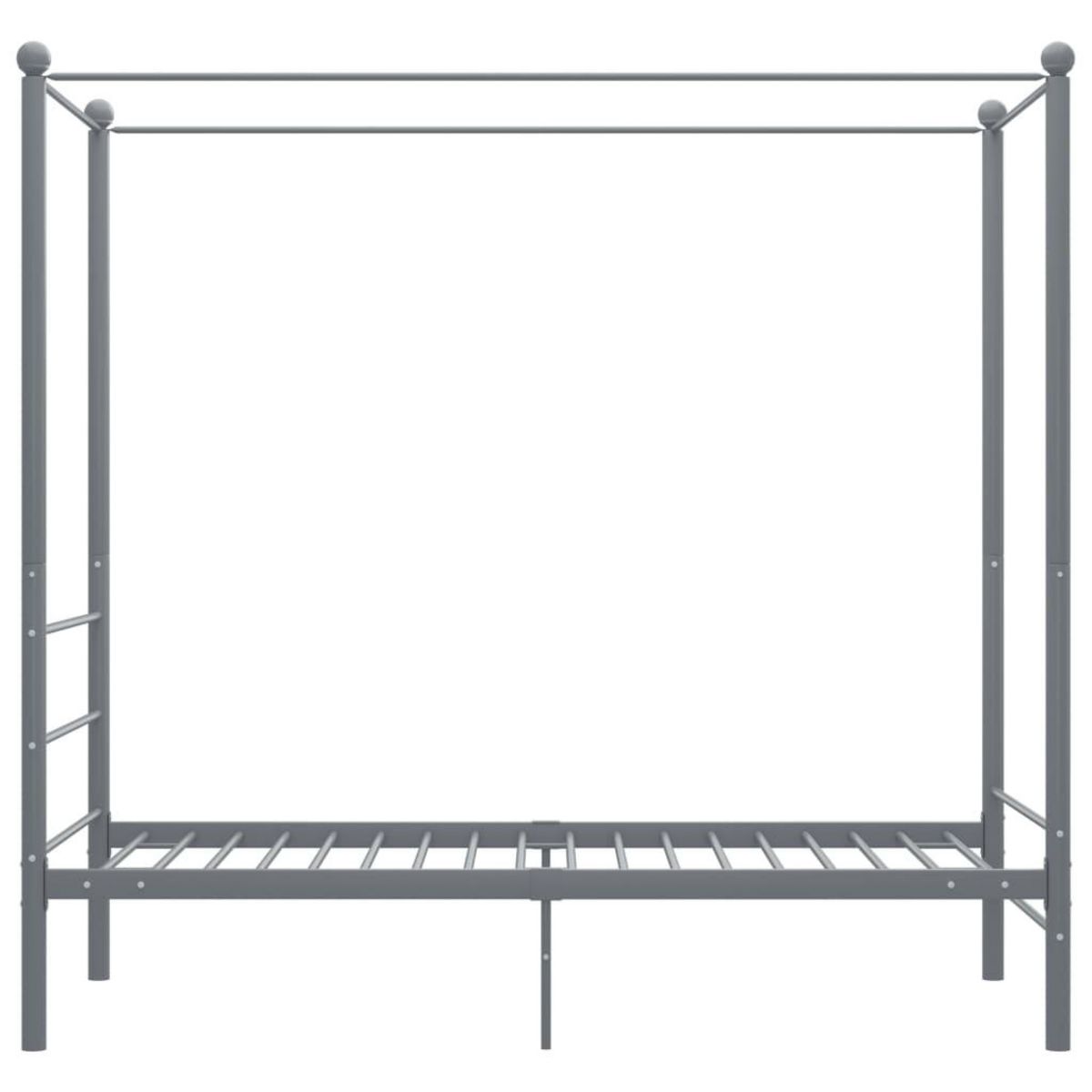 VIDAXL Cadre de lit a baldaquin Gris Metal 90x200 cm