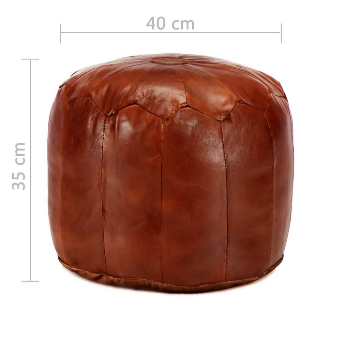 VIDAXL Pouf 40 x 35 cm Brun roux Cuir veritable de chevre