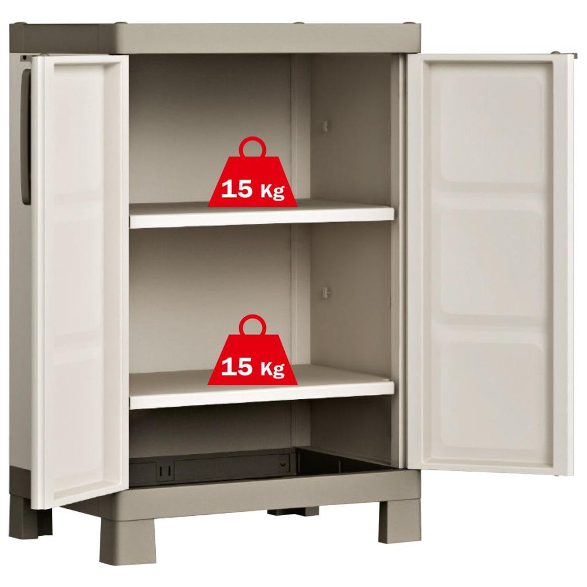 Voir la diapositive 2 : Keter Keter Armoire de rangement basse Excellence Beige et taupe 97 cm
